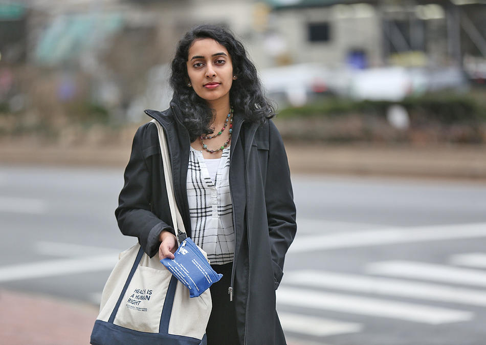 Columbia Public Health student Sonalee Rau on the street in Manhattan