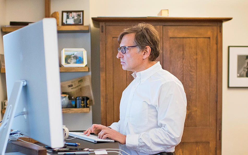 Columbia epidemiologist W. Ian Lipkin at home desk