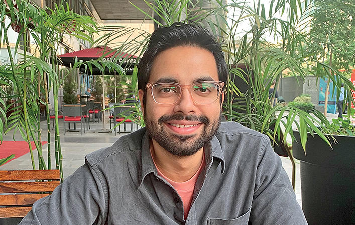Karan at a café in New Delhi