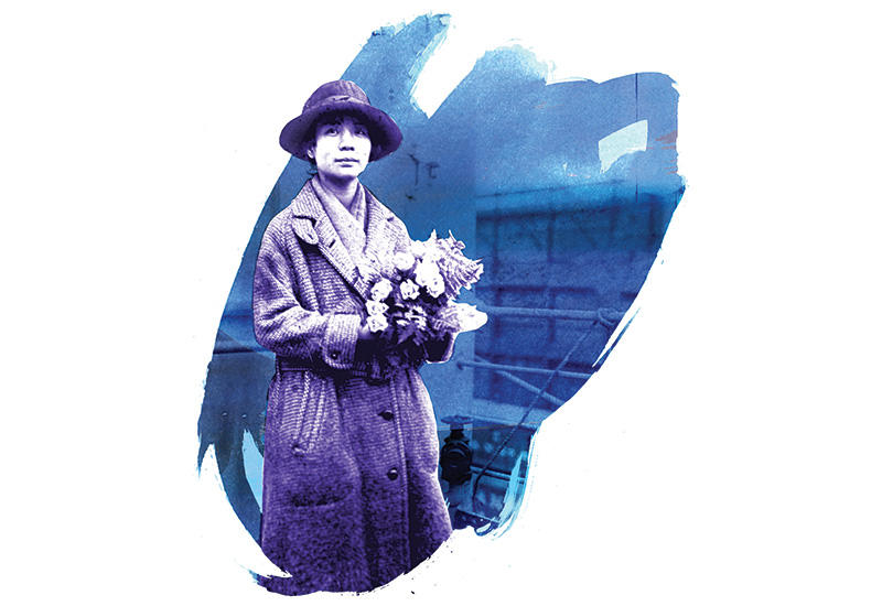 Suffragist Mabel Lee. Photo illustration by Michelle Thompson for Columbia Magazine fall 2020 issue.