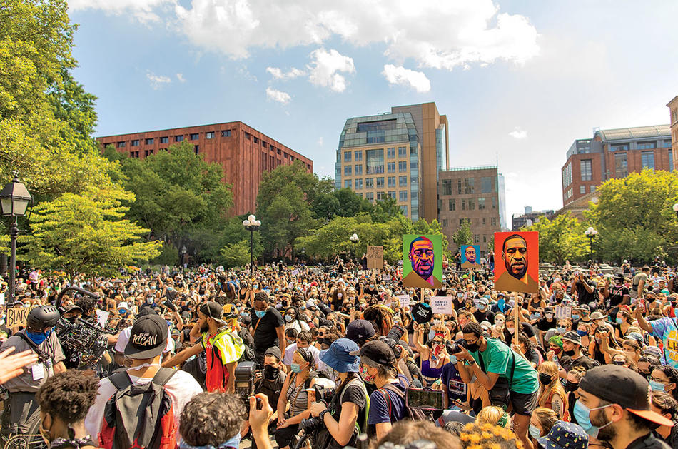 A Black Lives Matter protest in Washington Square Park, summer 2020