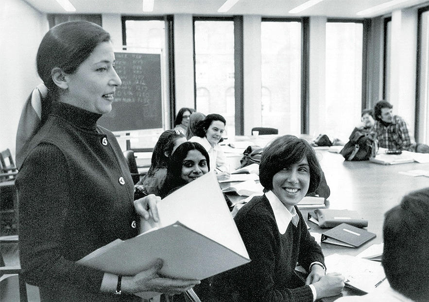 Ruth Bader Ginsburg teaching sex-discrimination law, 1970s.
