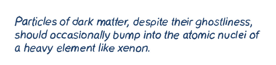 Particles of dark matter, despite their ghostliness, should occasionally bump into the atomic nuclei of a heavy element like xenon. 