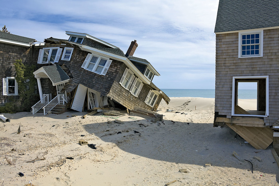 Destroyed beach houses in Mantoloking, New Jersey, after Hurricane Sandy 