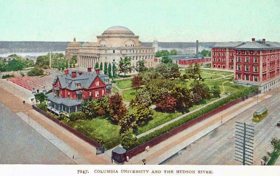 Vintage postcard featuring Columbia University Low Library 