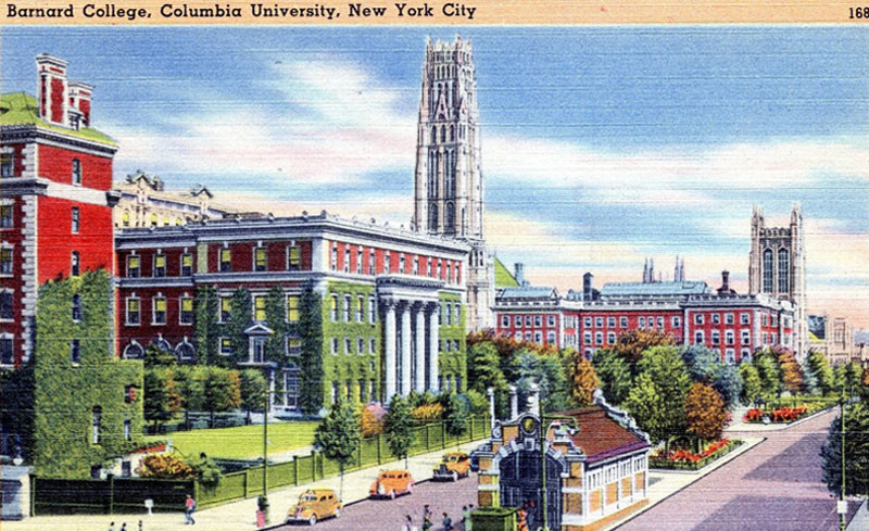 Vintage postcard featuring Barnard College