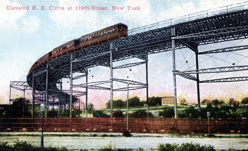 Vintage postcard with NYC subway track