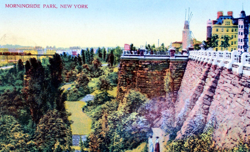 Vintage postcard featuring Morningside Park in NYC