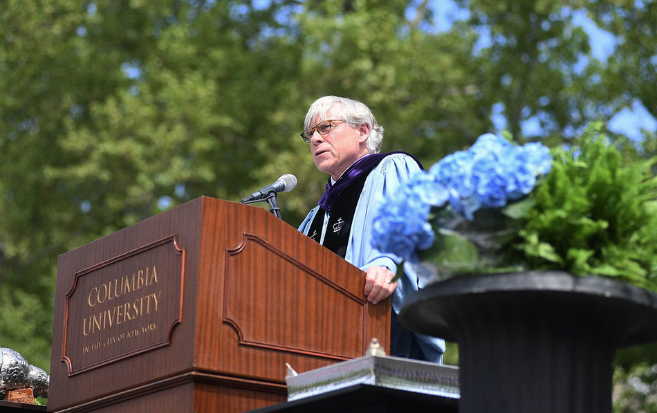 Columbia University president Lee C. Bollinger speaking at 2022 Commencement