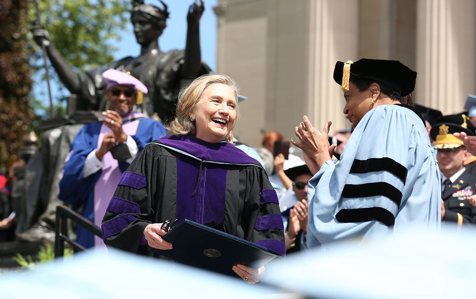 Hillary Clinton accepting an honorary degree from Columbia University in 2022