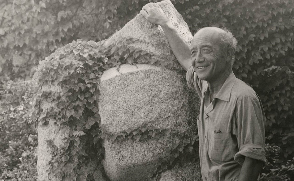 Isamu Noguchi at the Noguchi Garden Museum, c.1985
