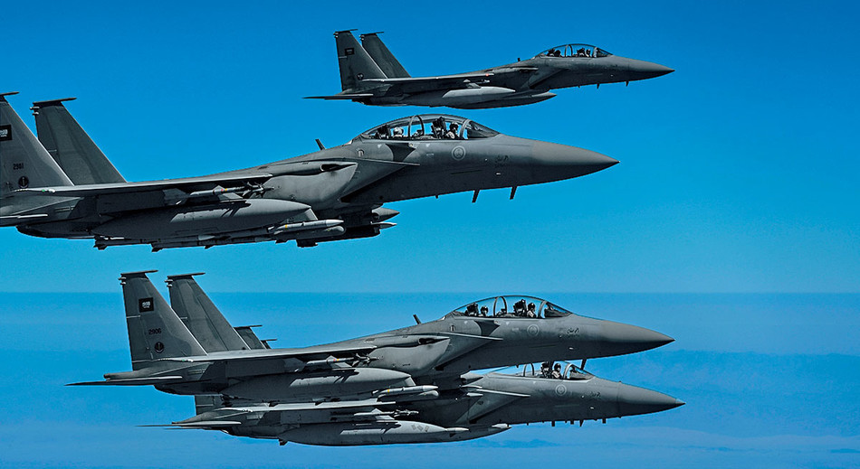 Saudi Arabian F-15 fighter jets participate in US-led exercises in 2022