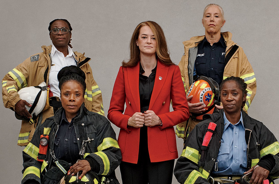 NYC fire commissioner Laura Kavanagh with women members of the FDNY