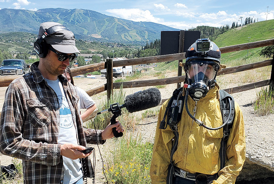 Aaron Scott on the scene covering a cave expedition for a Short Wave podcast episode