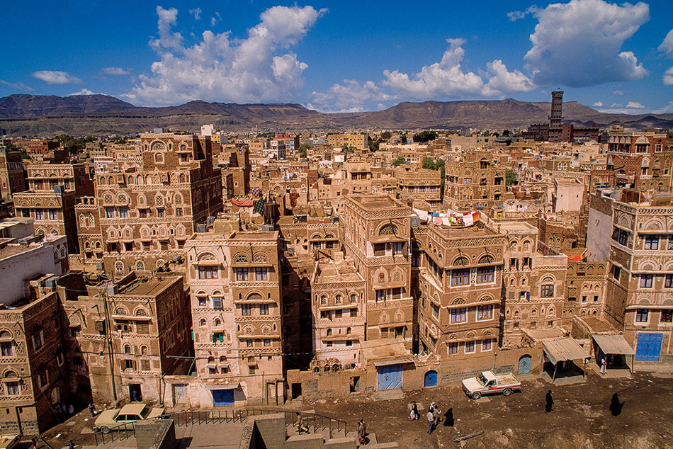 Rammed-earth buildings in Sana’a, Yemen