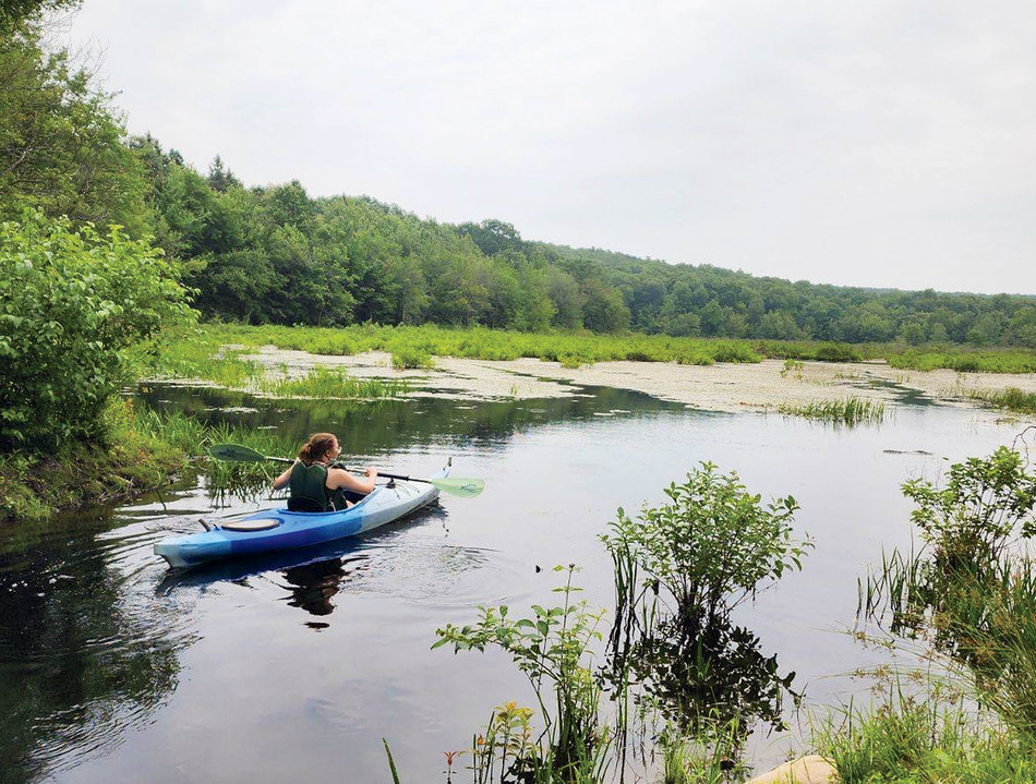 Claire Levasque kayaking at Black Rock Forest