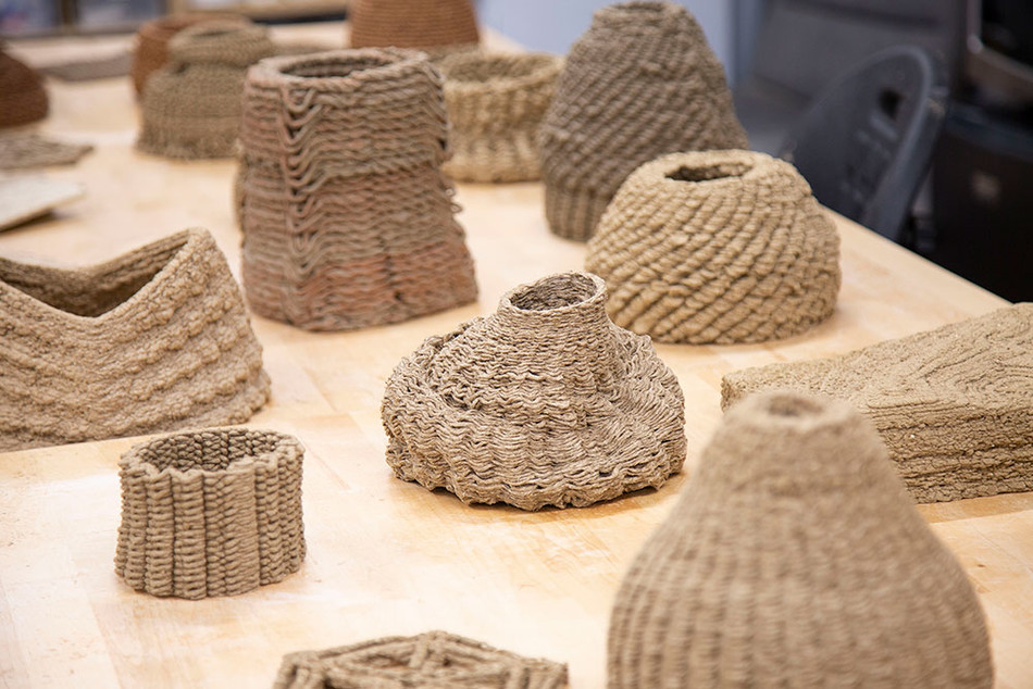 3D-printed earth weaves made by Columbia's Natural Materials Lab
