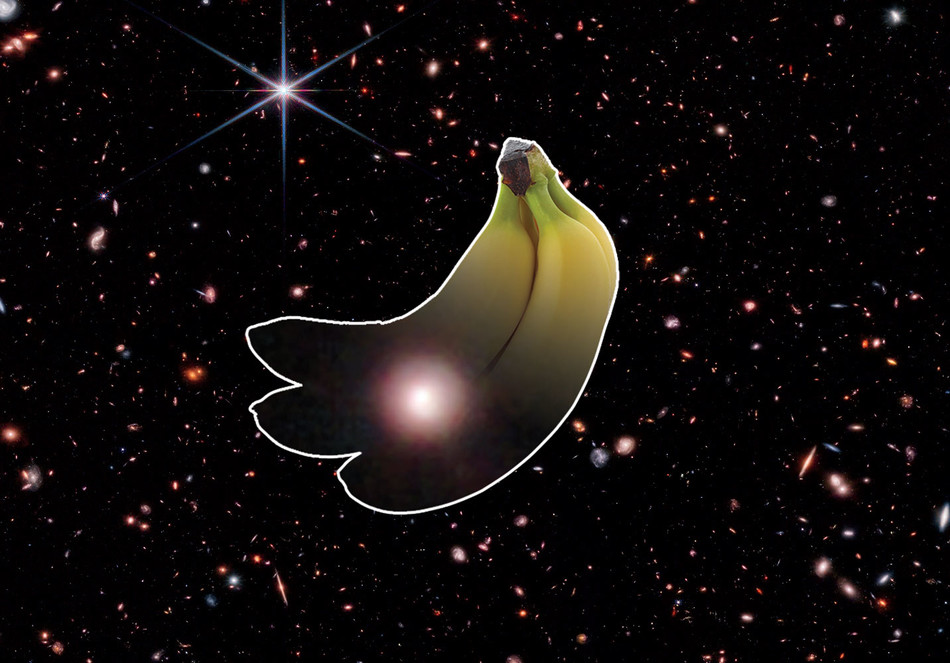 bananas floating in space