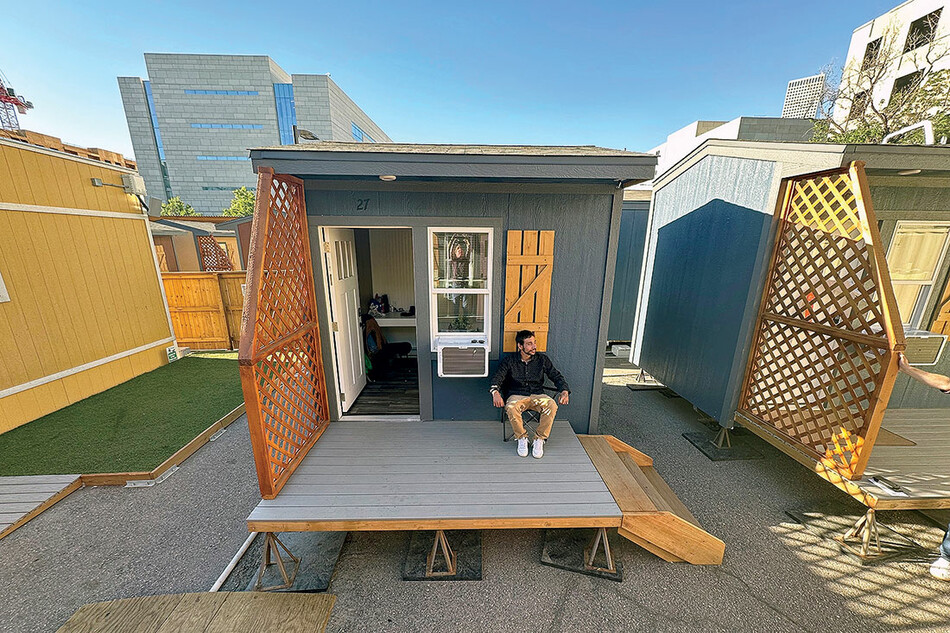 A formerly homeless man in a tiny house in Denver