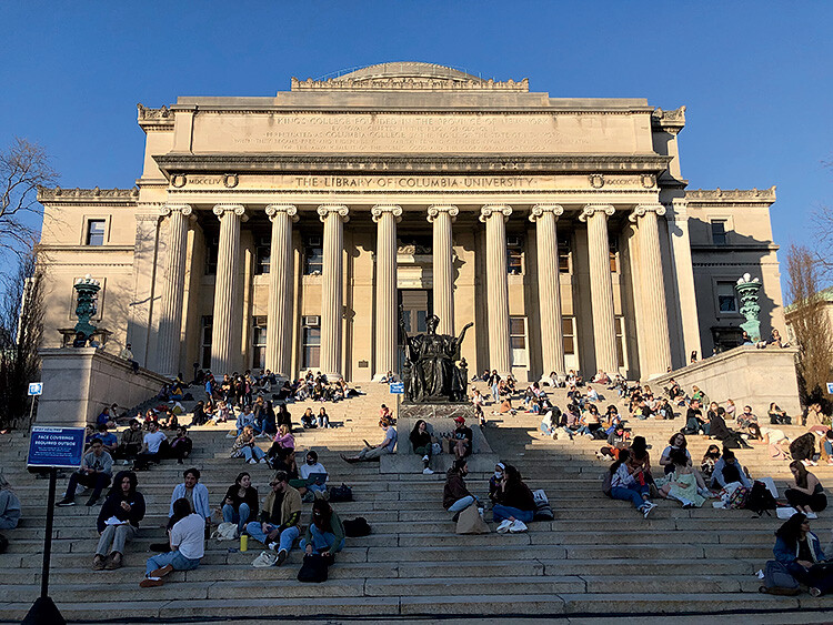 Students outside Columbia's Low Library