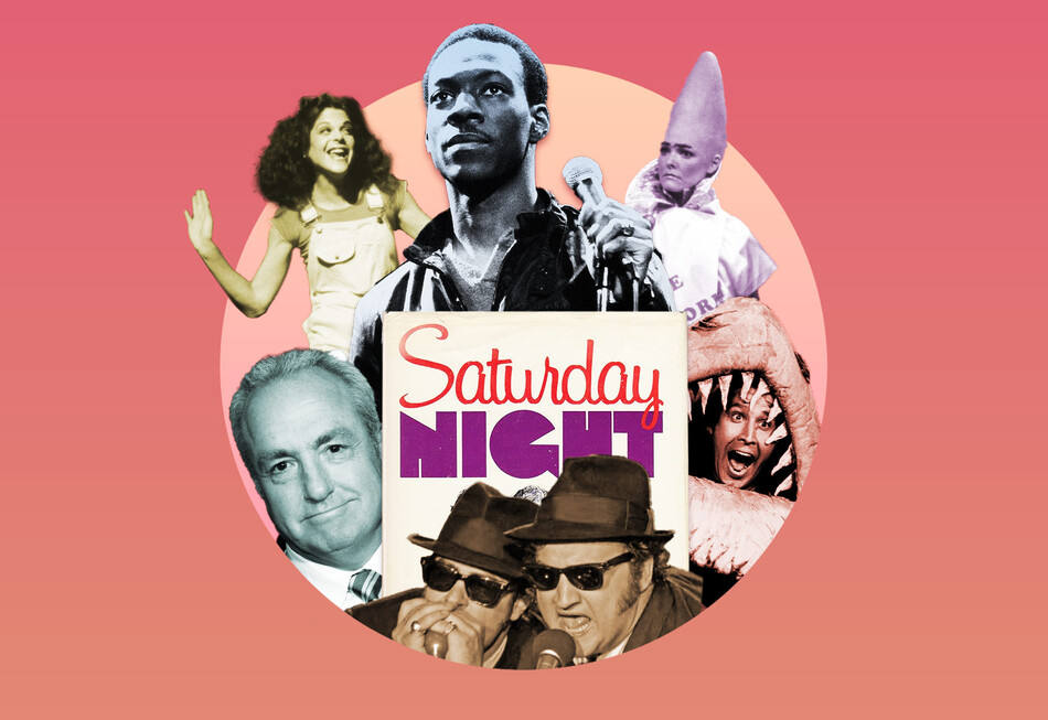 Photo collage of images from Saturday Night Live