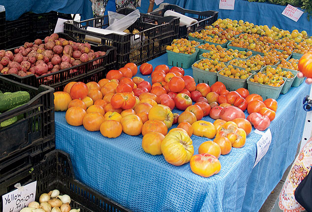 Heirloom tomatoes at the Columbia Greenmarket