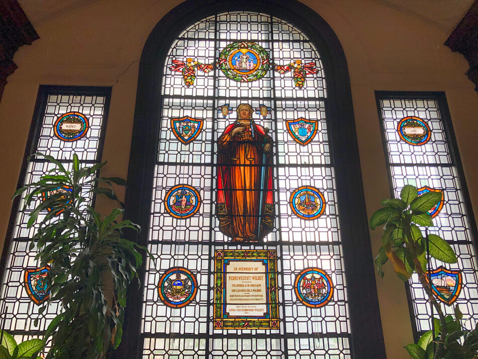 Stained glass in Columbia's C.V. Starr East Asian Library