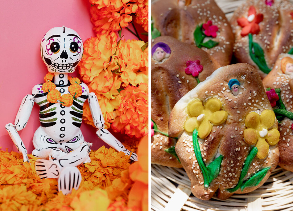 A Day of the Dead Skeleton and pan de muerto