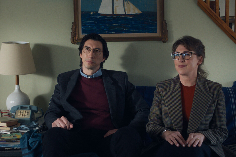 Adam Driver and Mayim Bialik in Father Mother Sister Brother