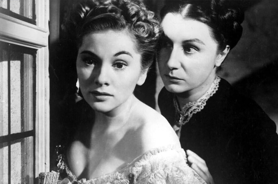 Joan Fontaine and Judith Anderson in Alfred Hitchcock's Rebecca