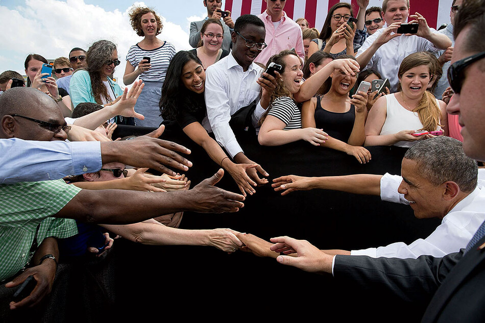 Barack Obama with fans