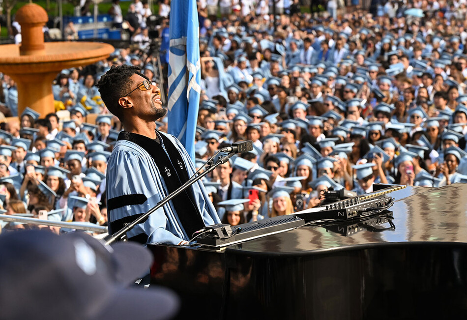 Jon Batiste performing at Columbia University 2026 commencement