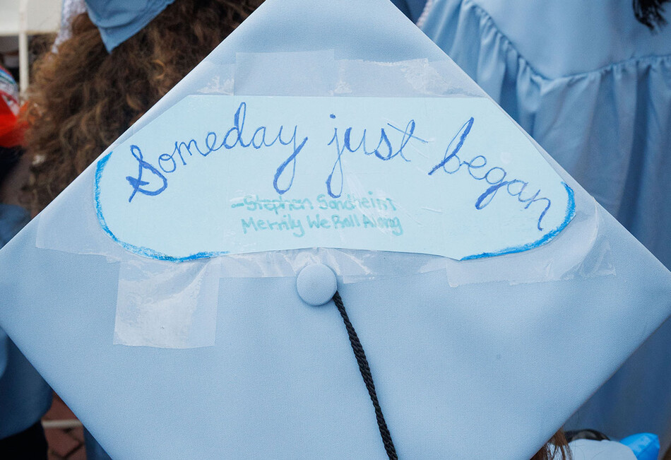 A decorated cap at Columbia 2026 commencement