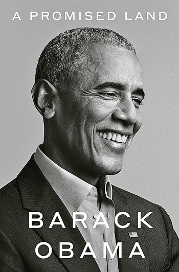 Photo of Barack Obama on cover of his book "A Promised Land"