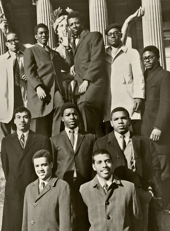 Zach Husser with members of Columbia University's Omega Psi Phi fraternity, 1968