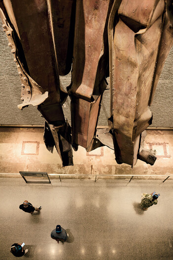 Impact steel from the North Tower on display at the 9/11 Museum 